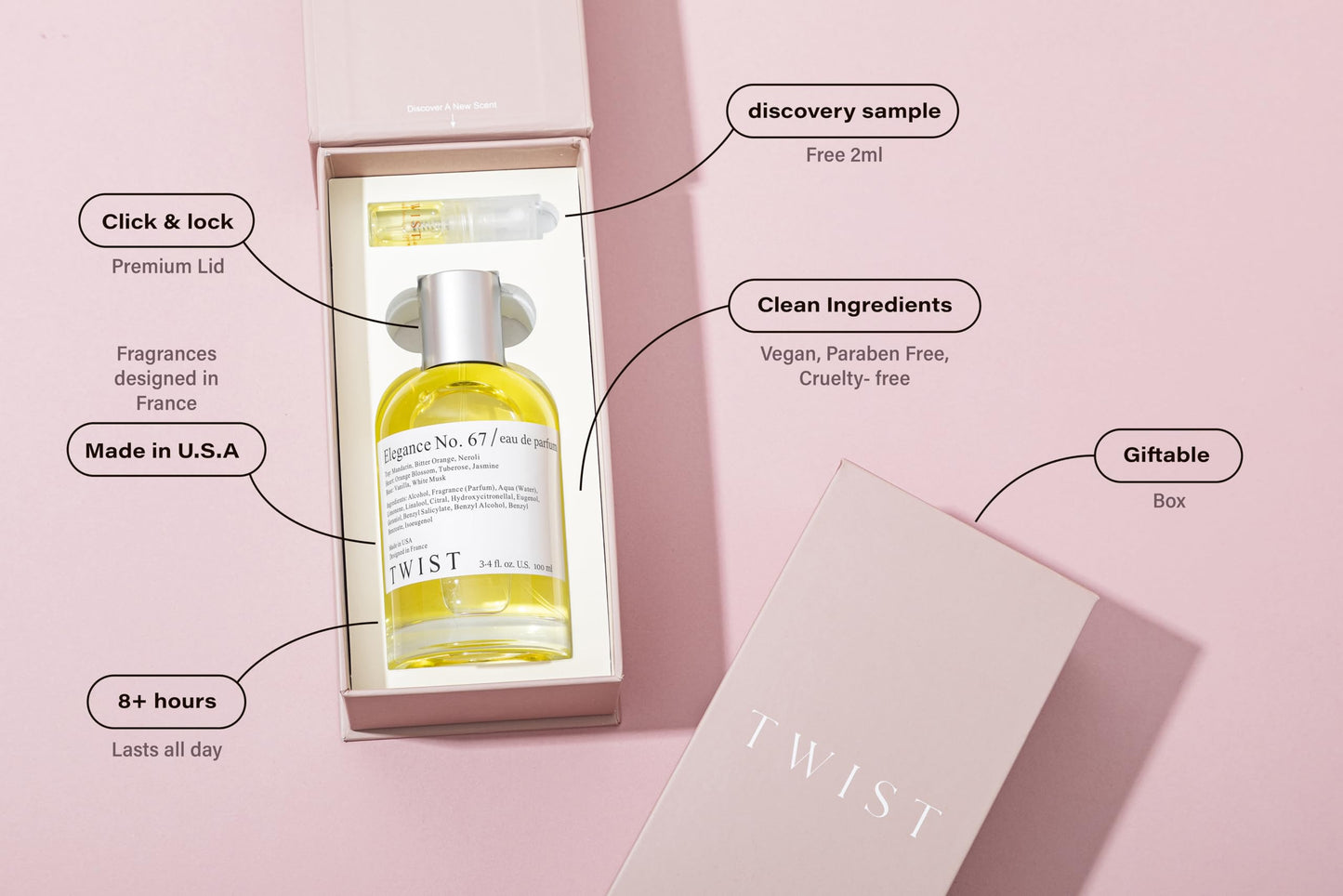 Twist Elegance No. 67 - Eau De Parfum Inspired by M. Way, Long Lasting Perfume For Women, Jasmine & Vanilla, Vegan, Clean Ingredients, Fragrance - Spray 100 ml | 3.4 fl. oz.