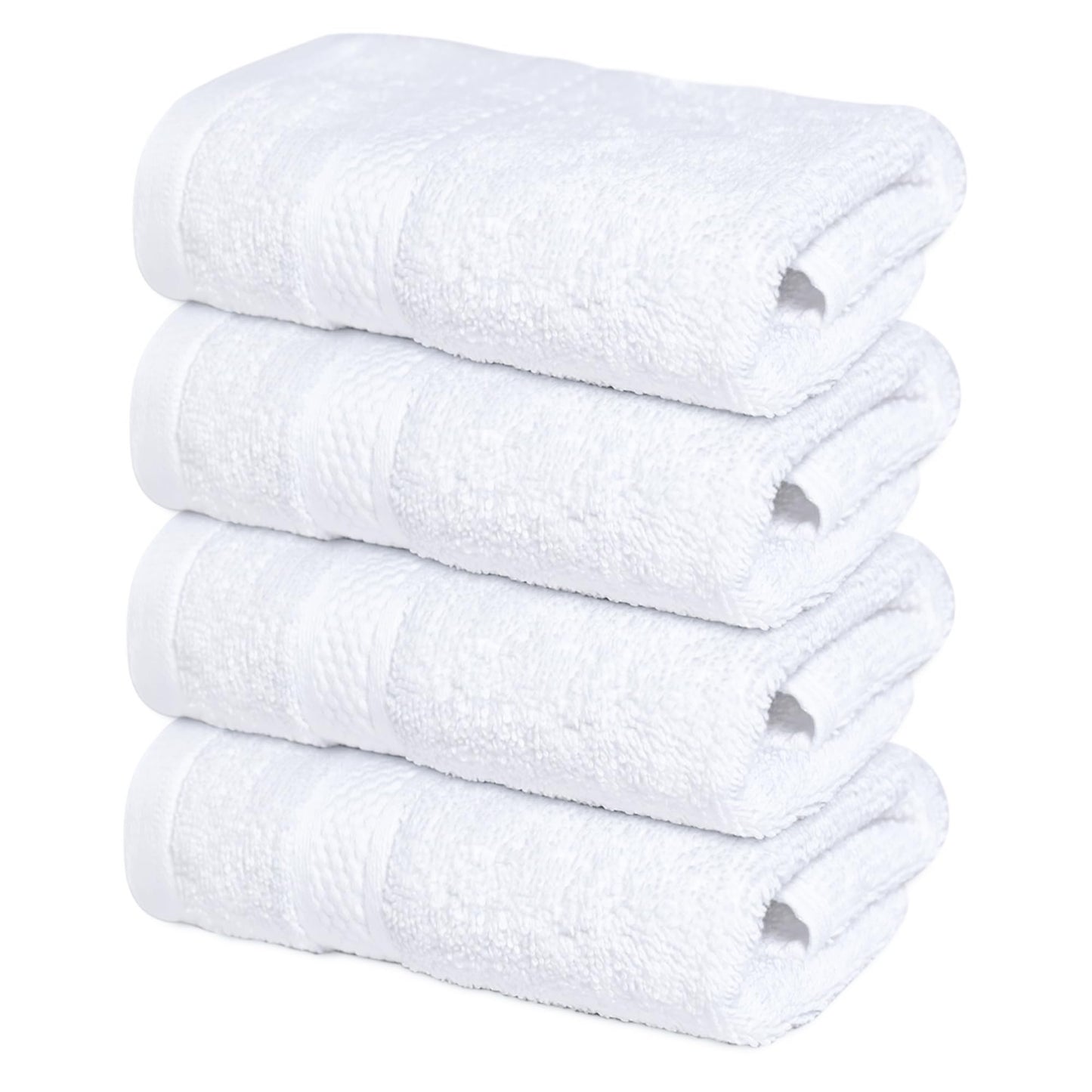 Infinitee Xclusives Luxury Wash Cloths for Showering [13x13] – 100% Cotton Washcloths [Pack of 4], Soft and Absorbent Face Towels for Bathroom Wash Clothes, Gym, and Spa (Brilliant White)
