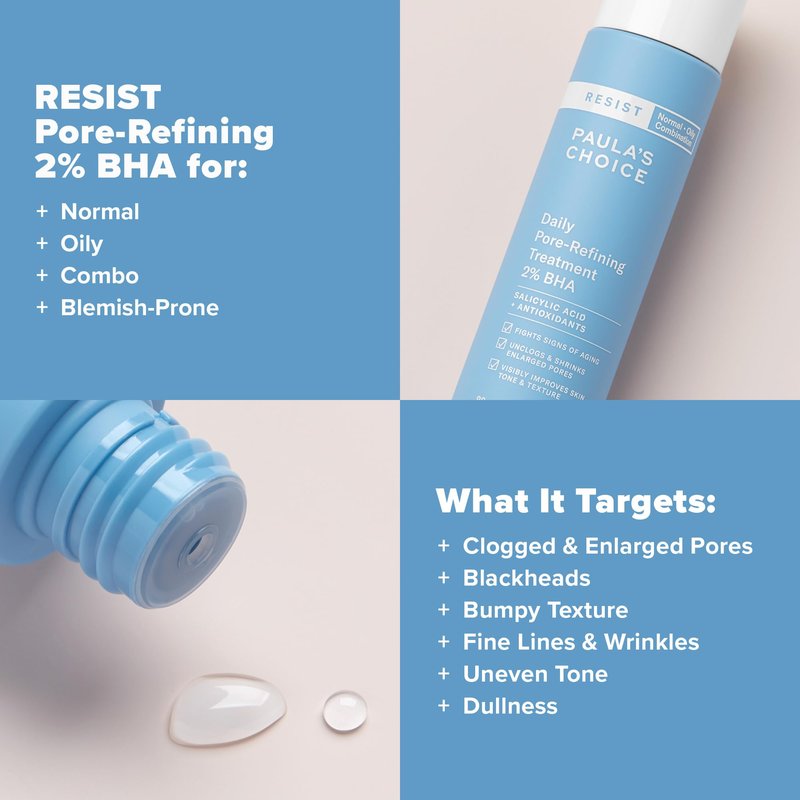 Paula's Choice RESIST Daily Pore Refining Treatment 2% BHA Exfoliant, Face Exfoliator with Salicylic Acid & Hyaluronic Acid, Liquid Exfoliant for Oily, Normal and Combination Skin, 3oz