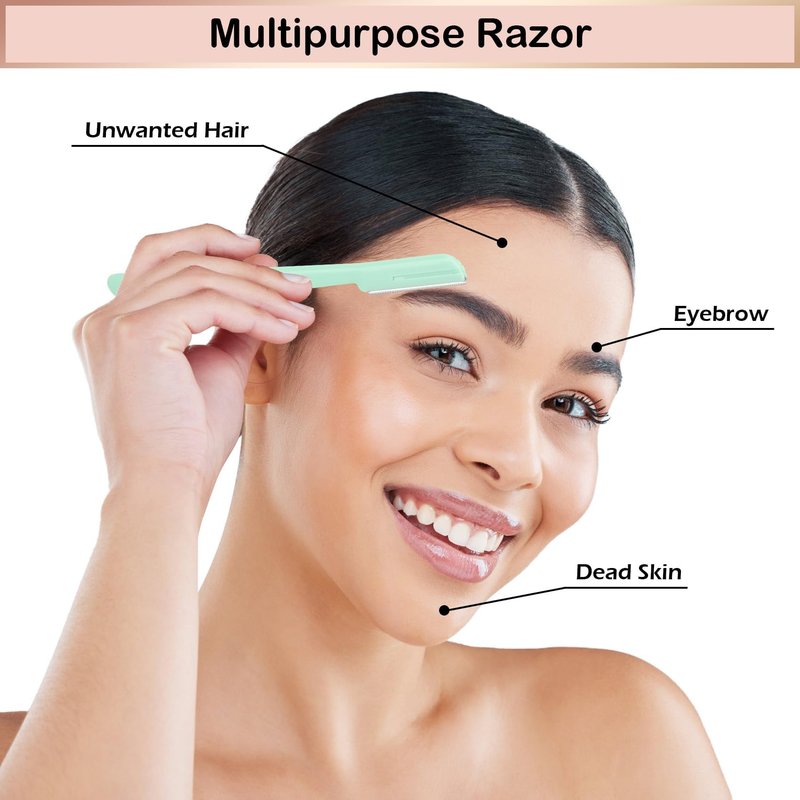 Revahope 12 Pieces Eyebrow Razor, Dermaplane Razor with Blade Cover Face Razors for Women, Dermaplaning Tool for Face Peach Fuzz Face Shaver for Women and Men, Safe and Newbie Friendly