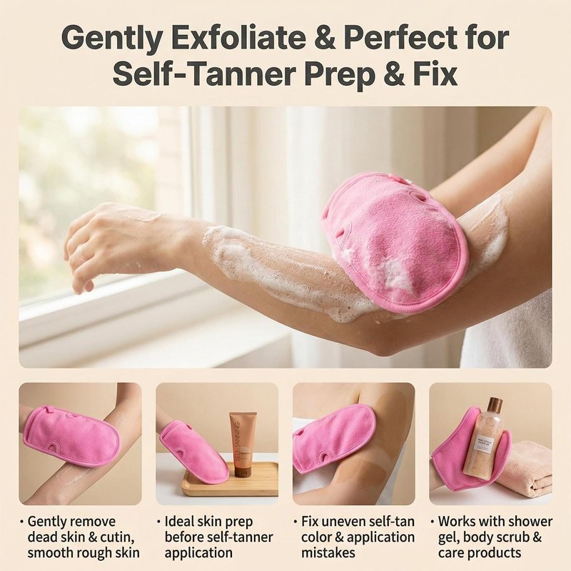 Erioctry 3PCS Reusable Bathing Shower Mittens Soft Back Rubbing Gloves Exfoliating Body Wash Massage Spa Mitt for Adult and Kids Family (Color Random)