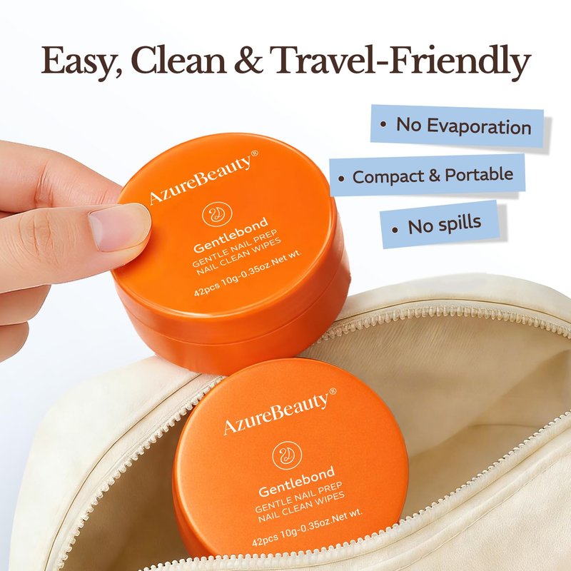 AzureBeauty Nail Prep Pads - 4-in-One Dehydrator & Primer Wipes for Gel, Acrylic & Press-On Nails | Travel-Friendly 84PCS (2 Boxes)