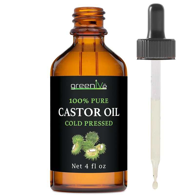 **100% Pure Castor Oil - Cold-Pressed & Hexane-Free | Hair, Eyebrows, Skin Moisturizer - 4 Fl Oz Glass Bottle**