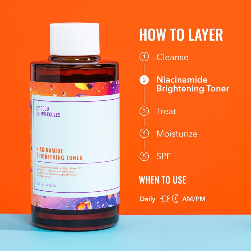 Good Molecules Niacinamide Brightening Toner - Toner for Face with Niacinamide and Arbutin for Skin Tone Balancing- Pore Minimizer, Skin Care for Face
