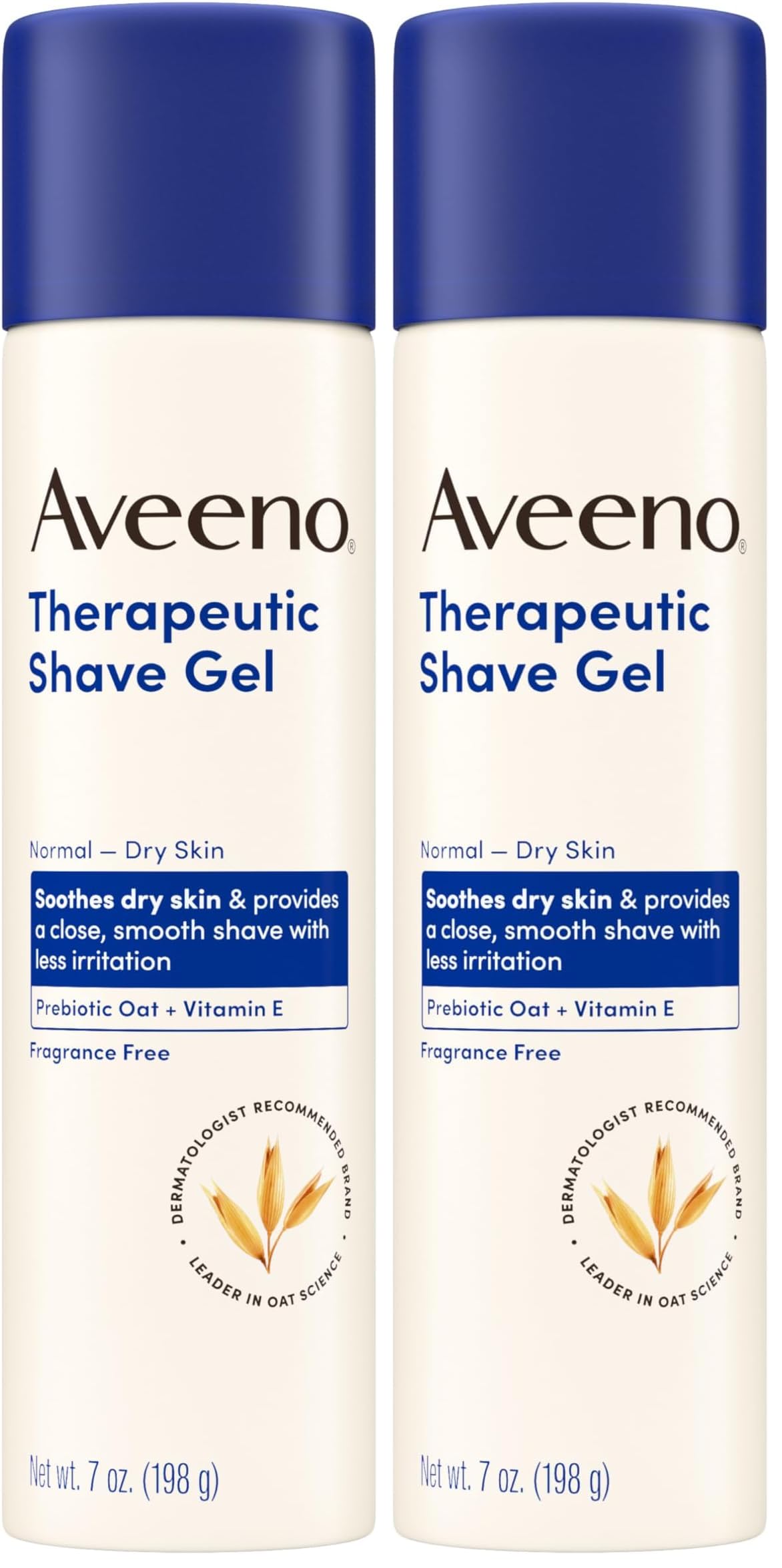 Aveeno Therapeutic Shave Gel with Oat and Vitamin E to Help Prevent Razor Bumps, Soothes Dry Skin and Provides a Close, Smooth Shave with Less Irritation, Fragrance-Free, 7 oz (Pack of 2)