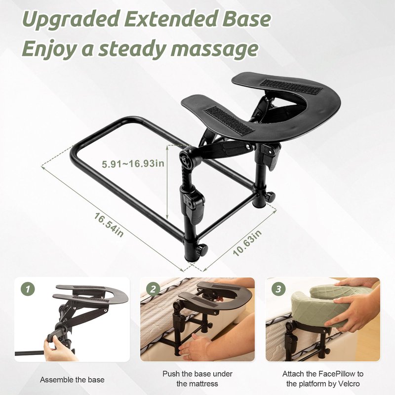 Massage Headrest for Bed, Adjustable Massage Face Cradle at Home, Portable Massage Table Kit for Sleeping Mattress, Face Down Pillow After Eye Surgery (with Armrest Shelf & Breast Pillow)