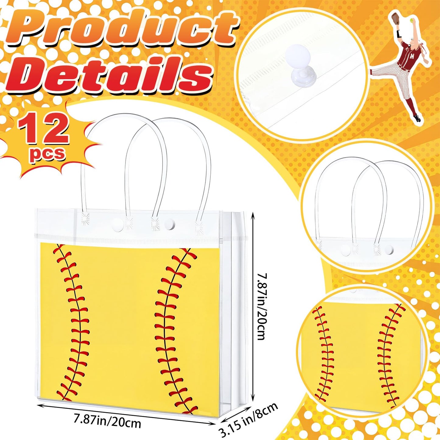 Tujoe 36 Pcs Softball Party Favors 40 x 12 Cooling Workout Towel Mini Portable Handheld Fan with Lanyards Clear Softball Gift Bag with Handles and Stickers for Sport Team Gift, Battery Not Include