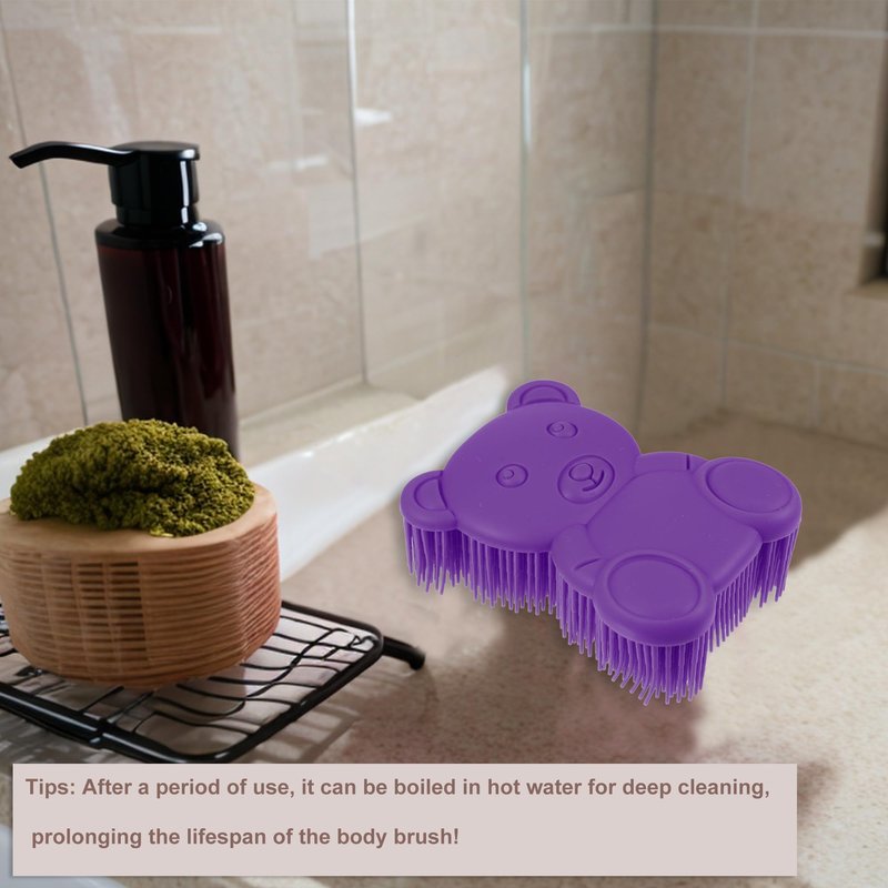 VOCOSTE Soft Silicone Body Scrubber, Sensory Brushes, Silicone Loofah, Pet Shower Brush, Bath Brush, Purple