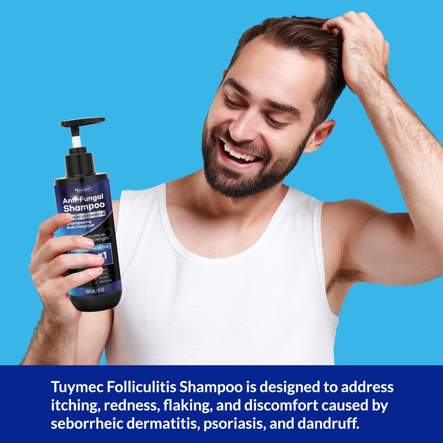 Tuymec Psoriasis Shampoo, Seborrheic Dermatitis Folliculitis Shampoo, Anti-Fungal and Anti-Dandruff for Men and Women 300ml x 2pcs.