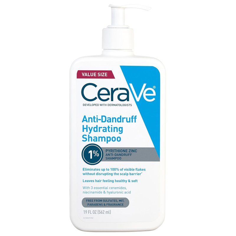 CeraVe Hydrating Anti-Dandruff Shampoo - 1% Pyrithione Zinc Treatment | Flake Relief & Scalp Moisture, 19 Oz
