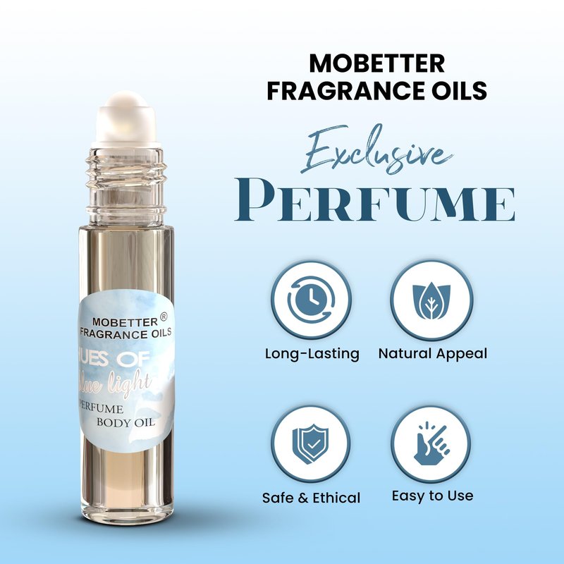 Hues Of Blue Light Women Perfume Body Oil, Floral Fruity fragrance for women, Long Lasting, Travel Size, Inspired by Light Blue