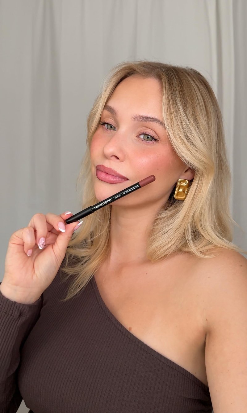 Sandstone Scandinavia Hypoallergenic Lip Liner Pencil – Smooth & Long-Lasting – Fragrance-Free, Vegan – for Sensitive Lips – Rosy Nude