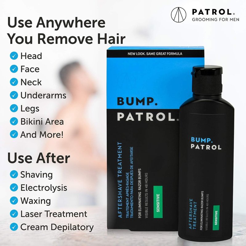 Bump Patrol Sensitive Strength Aftershave Treatment Serum – Razor Bump Stopper and Ingrown Hair Treatment for Men and Women, Alcohol Free Ingrown Hair Serum for Sensitive Skin