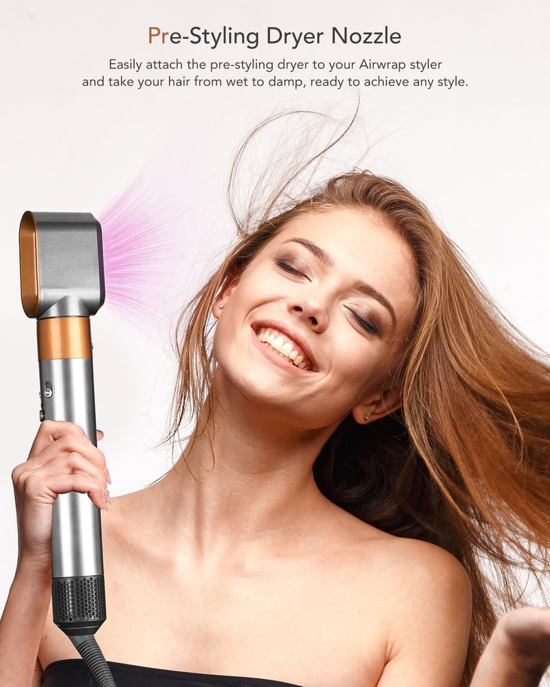 Pre-Styling Dryer Nozzle for Dyson Airwrap HS01/HS05 – Fast Drying Attachment, Nickel/Copper (Part 969759-05)