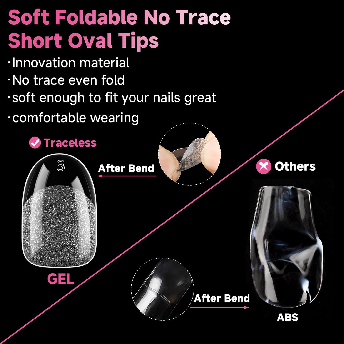 UNA GELLA Short Oval Round Nail Tips Pre Etched Short Oval Gel Nail Tips Soft Gel Full Cover Press on Nails for Nails Extension Art DIY Salon 216Pcs 12 Sizes