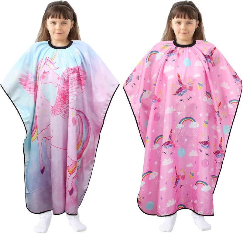 Ramede Kids Haircut Capes - Waterproof Unicorn Barber Capes for Girls | Adjustable Snap Closure