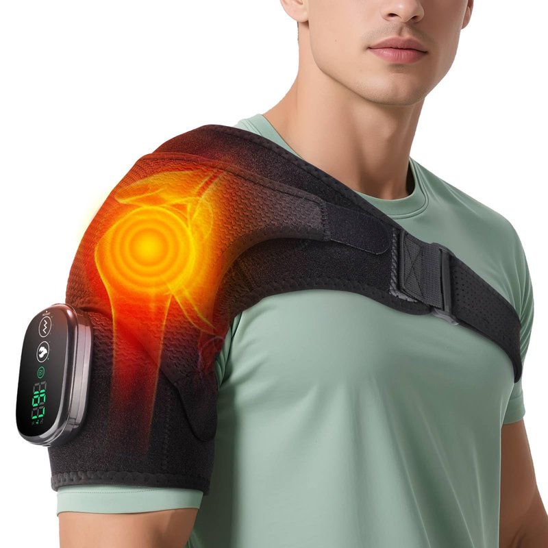 Shoulder Heating Pad with Massage, FSA Eligible Items List, Shoulders Massager for Pain Relief, Left Right Heated Shoulder Wrap for Rotator Cuff & Shoulder Brace Support, HSA Approved Products Only
