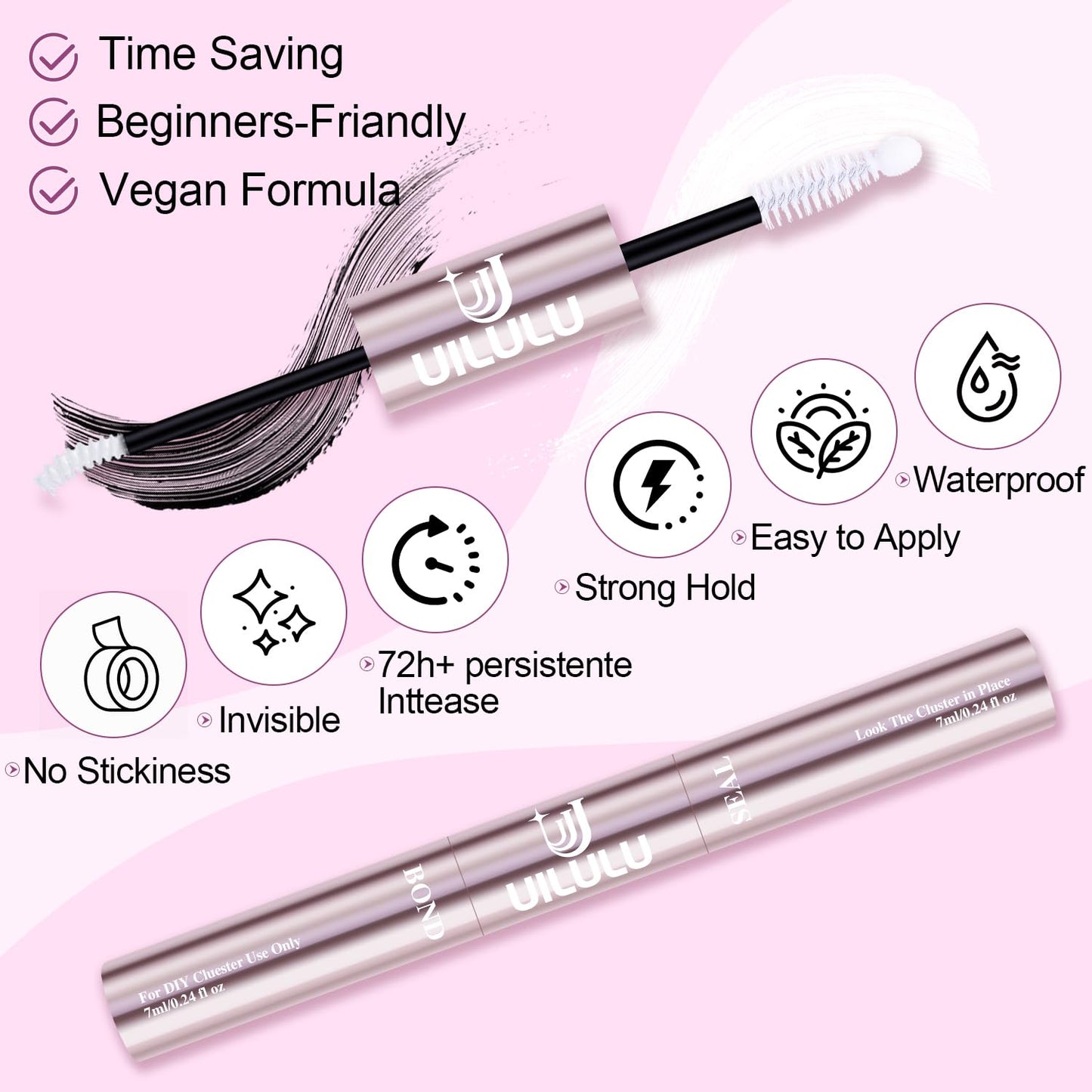 Uilulu Lash Cluster Glue - 2-in-1 Bond & Seal for Long-Lasting Eyelash Clusters | 14ml Total