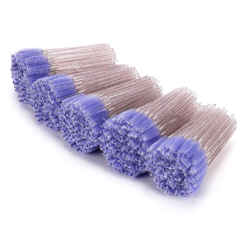 Disposable Mascara Wands - 500 Pcs Eyelash Brush Applicators with Colorful Handles | Purple