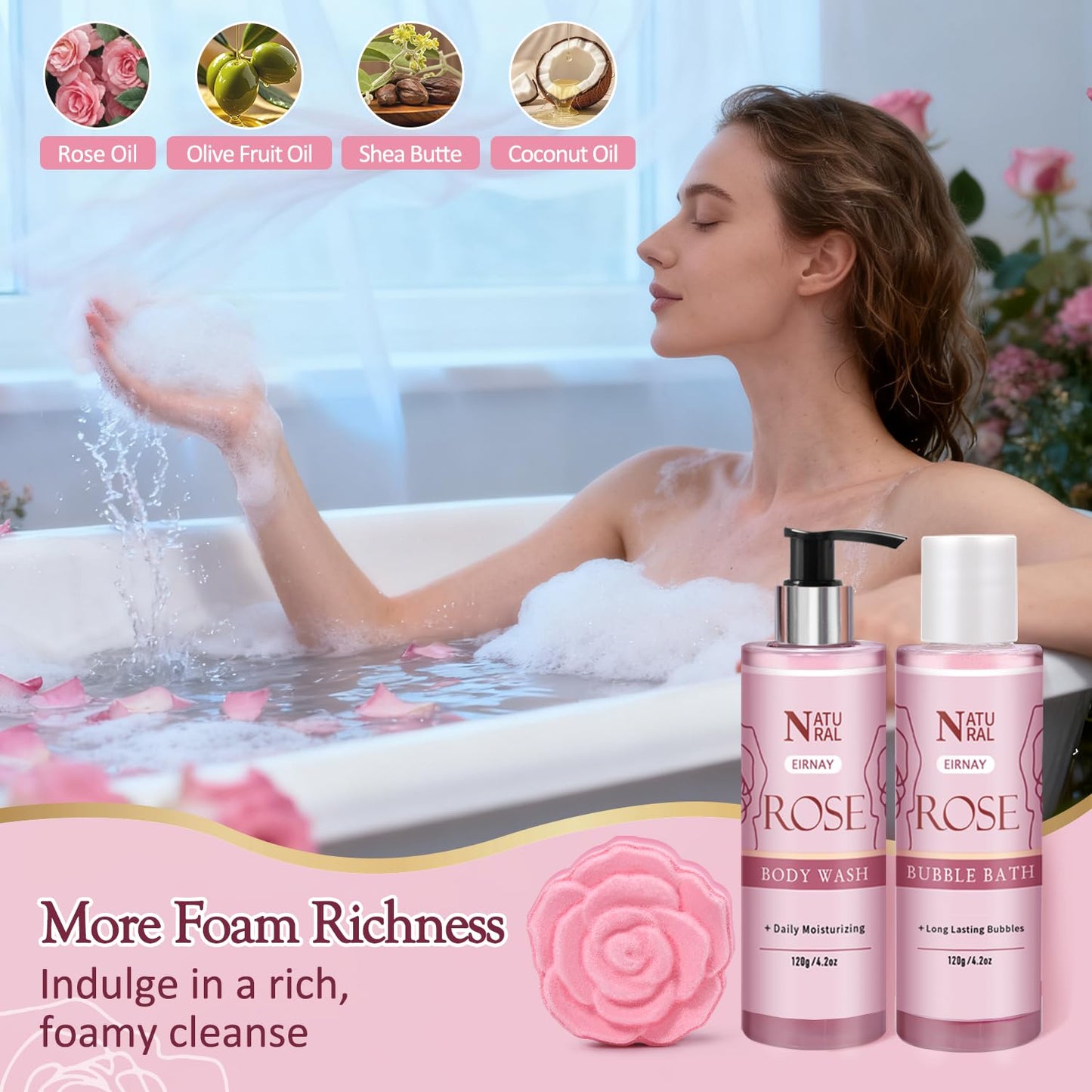 Gifts for Women, 12 PCS Birthday Gifts for Women Rose Relaxing Spa Basket Self Care Package for Her Mom Sister Wife Friend Unique Mothers Day Valentine Gift Ideal