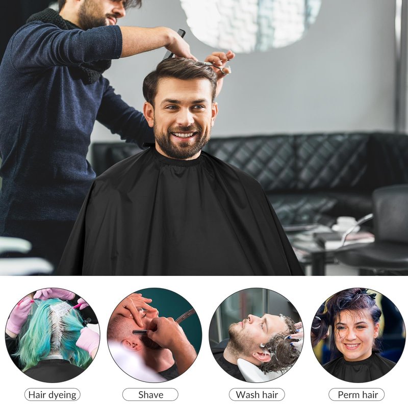 12 Sets Barber Cape and Neck Strips, 12 Pcs Nylon Hair Cutting Capes with Adjustable Snap Closure, 12 Rolls Disposable Barber Neck Strips, Bulk Salon Supplies