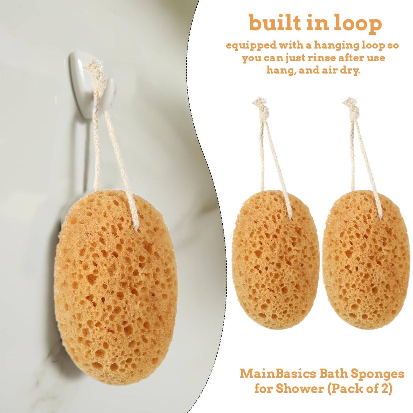 Shower Sponge, 2 Pcs Large Bath Sponges for Shower Body Scrubber Soft Loofah Exfoliating Sponge for Women Men Home Bathroom Face Body Washing Bathing Deep Cleansing