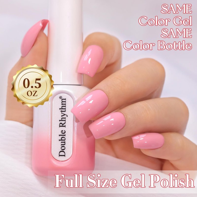 Double Rhythm 0.50 OZ Gel Polish Same Color Same Bottle Golden Round Translucent Neutral Natural Milky 15 ML Jelly UV Nail Polish Art DIY at Home (Pretty Mauve Mist-H1669)