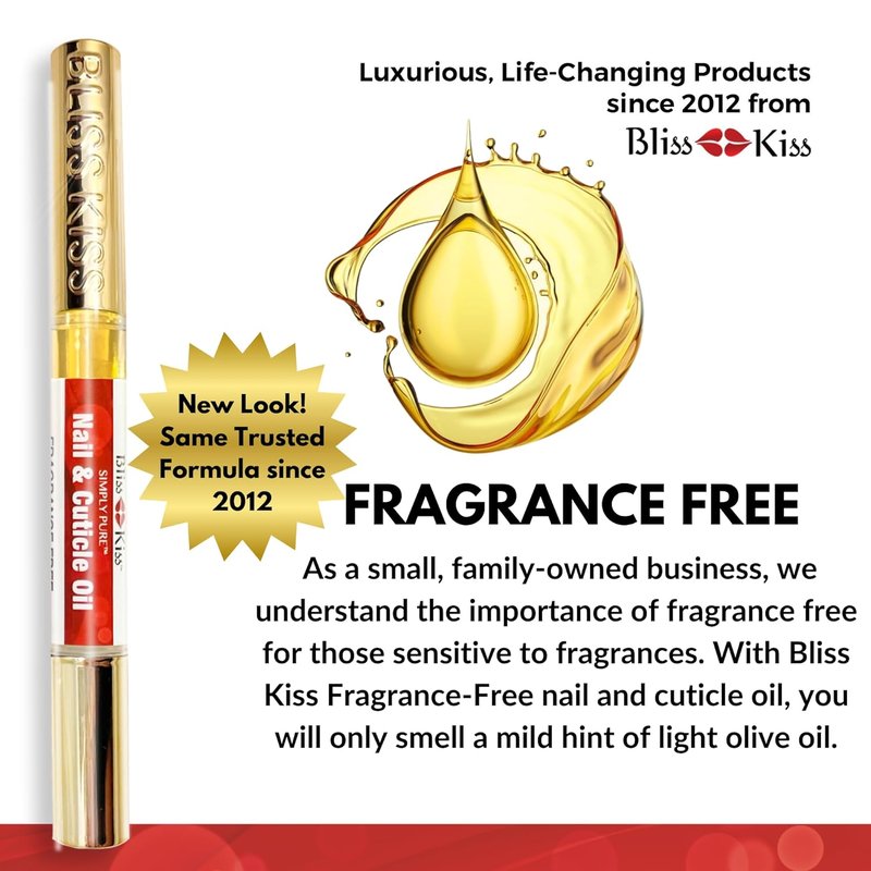 Bliss Kiss Fragrance-Free Nail Oil Cuticle Pens - Vitamin E & Jojoba | Nail Strengthener for Brittle, Peeling Nails