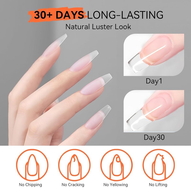 Makartt Clear Gel Builder Kit - Self-Levelling Hard Gels for Nail Strengthening | 1.06 oz, Includes Forms & Brush