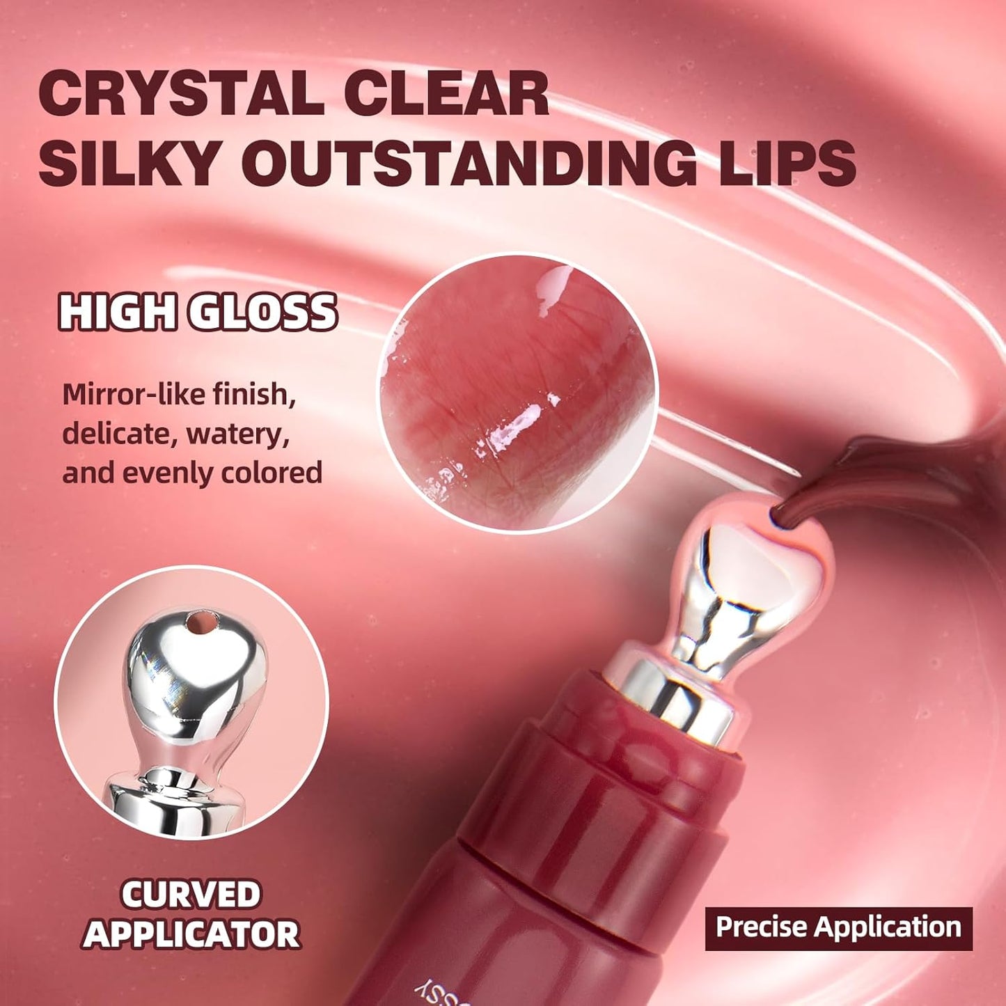 URQT Brightening Lip Serum, Hydrating Glossy Lip Oil with Metal Applicator, Plumping Moisturizing Lip Care Tint, Non-Sticky High Shine Lip Glow for Dry Lips (02# SAKURA BLOSSOM)