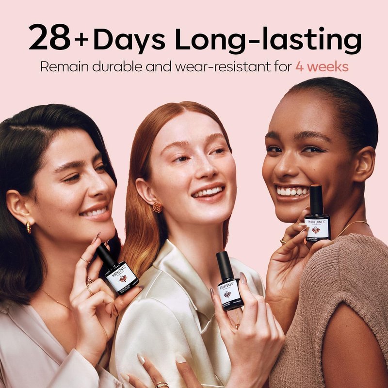 modelones Gel Nail Polish Set 2 Pcs 15ml Jelly Nude Pink and Milky White Gel Polish, French Manicure Base Gel Bubble Bath UV Soak Off Nail Gel for Gradient Nail Art, DIY Home or Salon