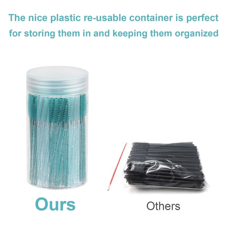 **Disposable Eyelash Brushes - 100PCS Mascara Wands Applicators Kit with Container | Blue**
