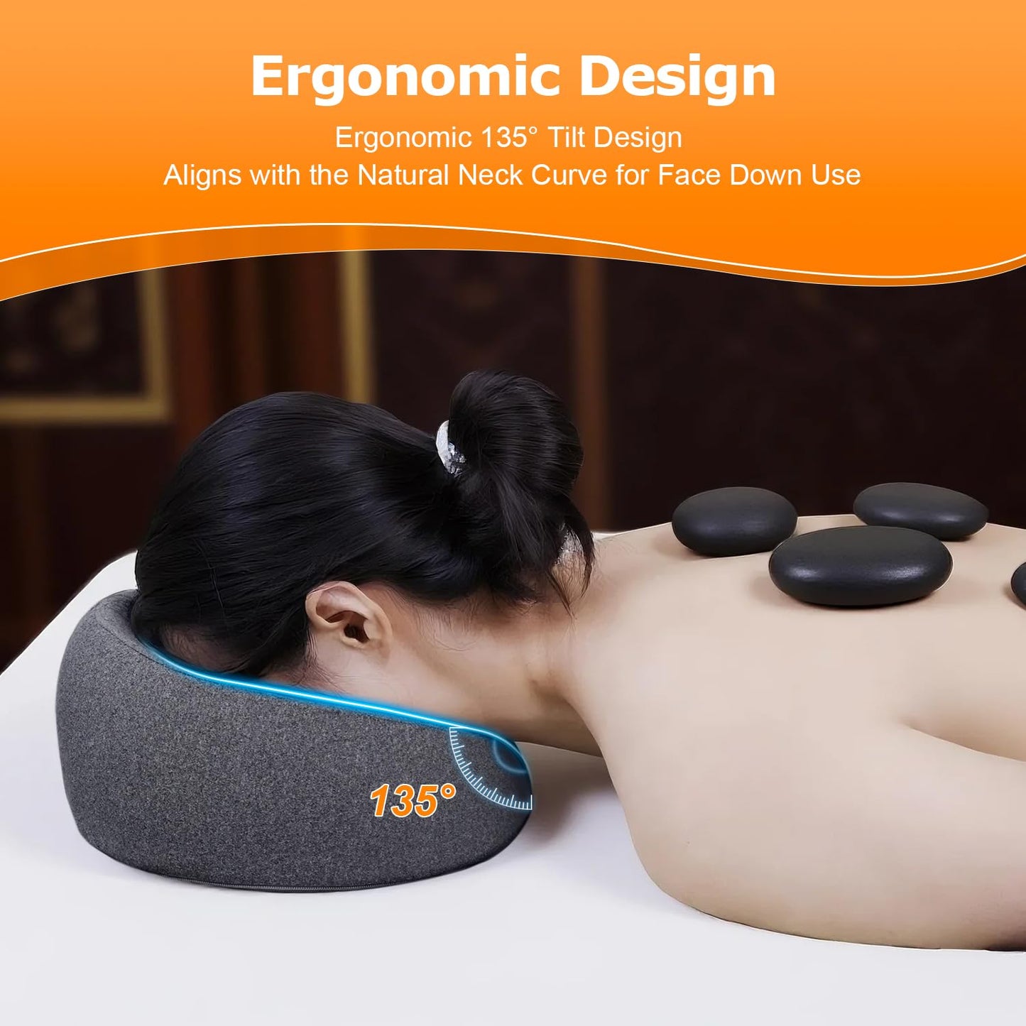 SKYIMOOO Face Down Pillow, Massage Headrest for Bed, Massage Face Cradle for Bed, BBL Pillow After Surgery Post Eye Surgery Vitrectomy Recovery (Navy Pro)