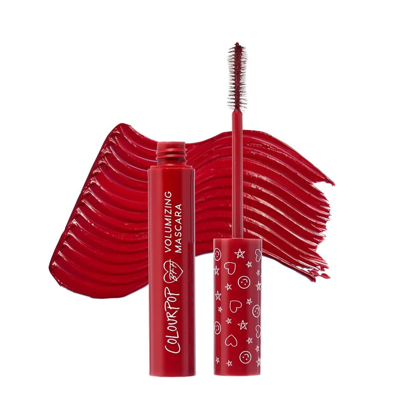 ColourPop BFF Mascara - Volumizing & Lengthening Black Mascara with Twisted Nylon Brush - Cruelty-Free Eye Makeup - Left On Red (0.24 fl oz)