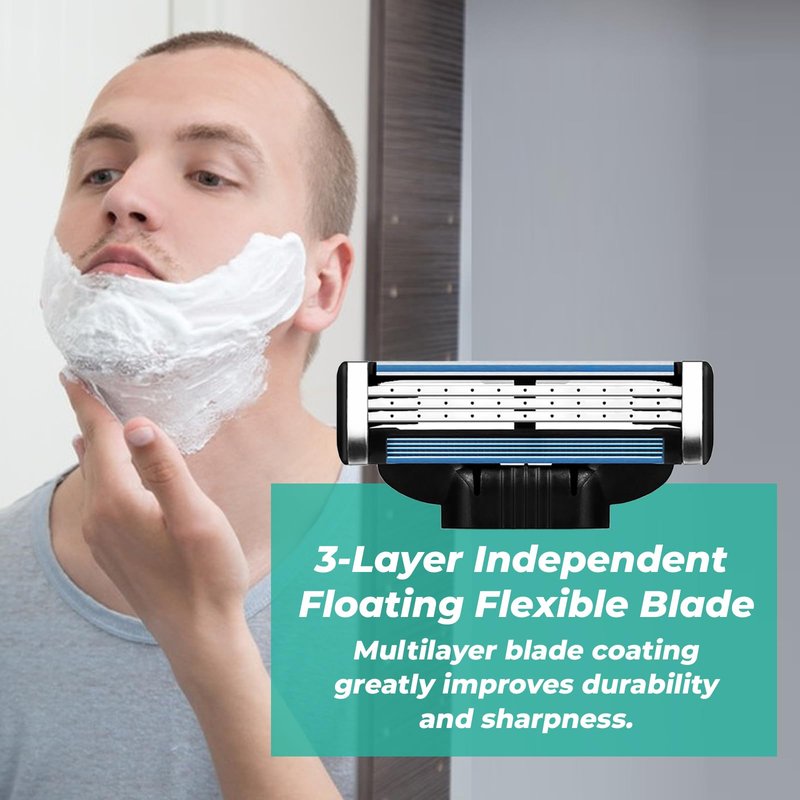 Razor Refills for Men,Razor Blade Refills for Men - 24PCS Compatible with mach 3 razor blades refills with Mach3 Razors, Dual Lubrication Blades for Extra Close & Comfortable Shave