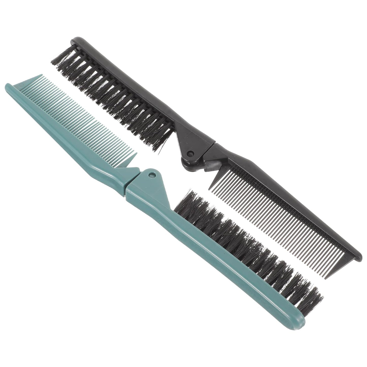 2pcs Double Teeth Folding Comb and Massage Brush - Collapsible Pocket Brush for Women, Kids, and Travel