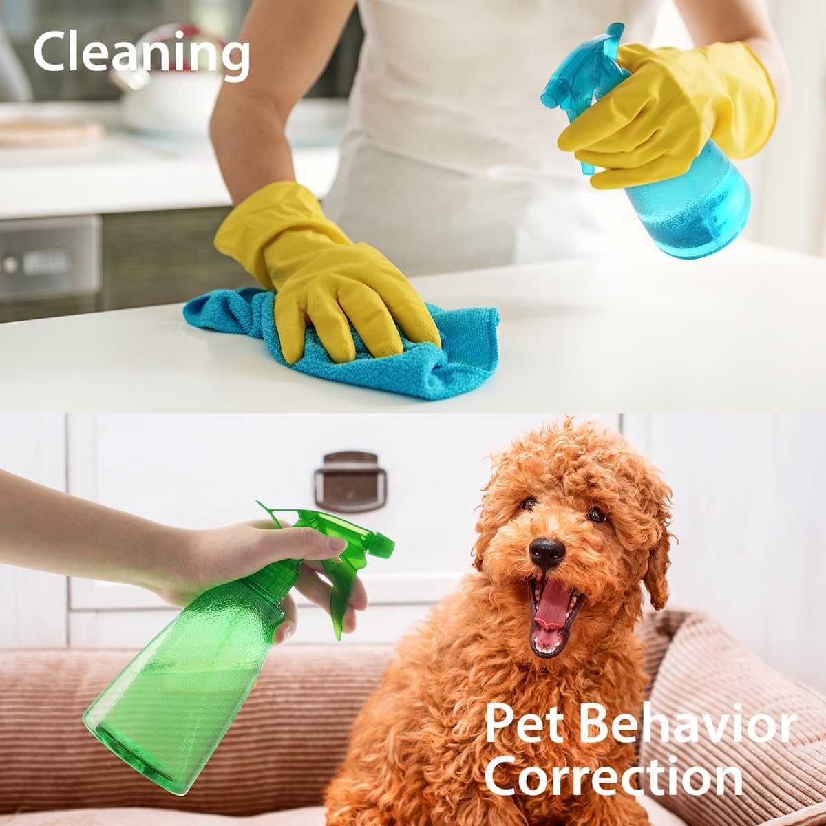UrbAmerican Adjustable Spray Bottles for Cleaning Solutions - No Leak and Clo, Plants, Cleaning Solutions, BBQ. Plant Sprayer, Hair Mister, Squirt Bottles for Liquids - Food-Safe Pet, Vinegar