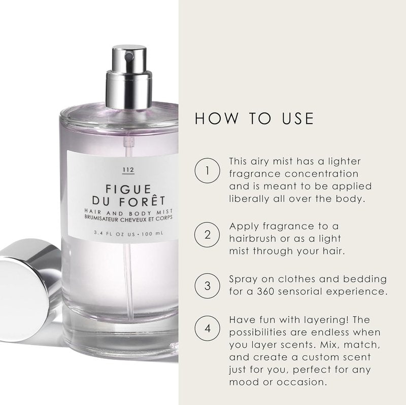 Coconut Hair & Body Mist - Creamy Vanilla Bergamot Scent | Vegan & Cruelty-Free, 3.4 fl oz