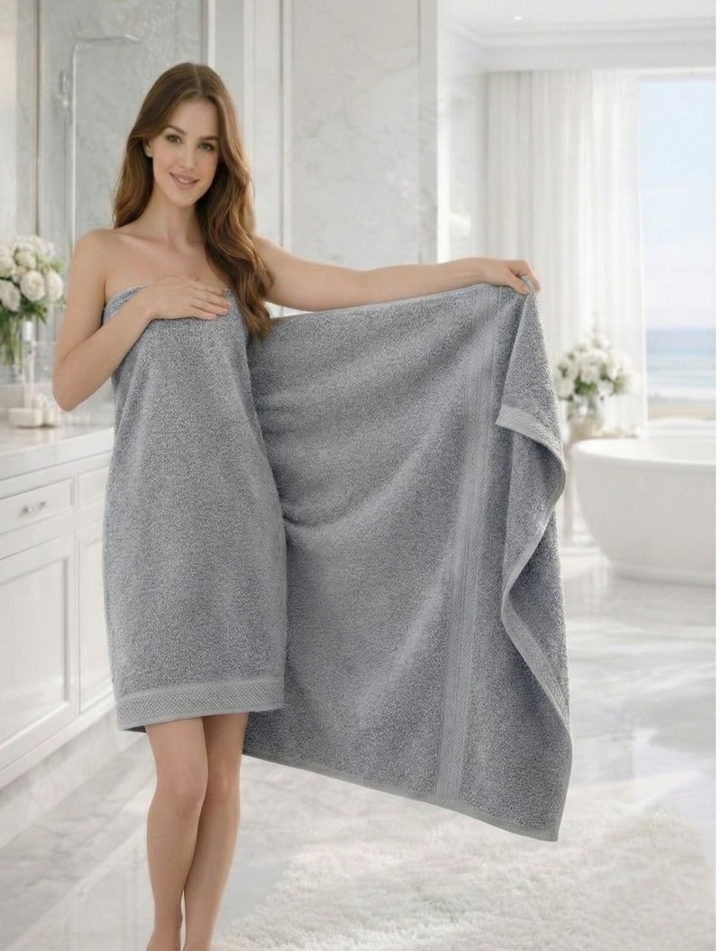 Towel and Linen Mart 4 Pack Extra Large Bath Towels (30 x 60 Inches) 100% Cotton, Ultra-Soft, Quick-Drying Absorbent Lightweight for Bath & Everyday Use (Cool Grey)