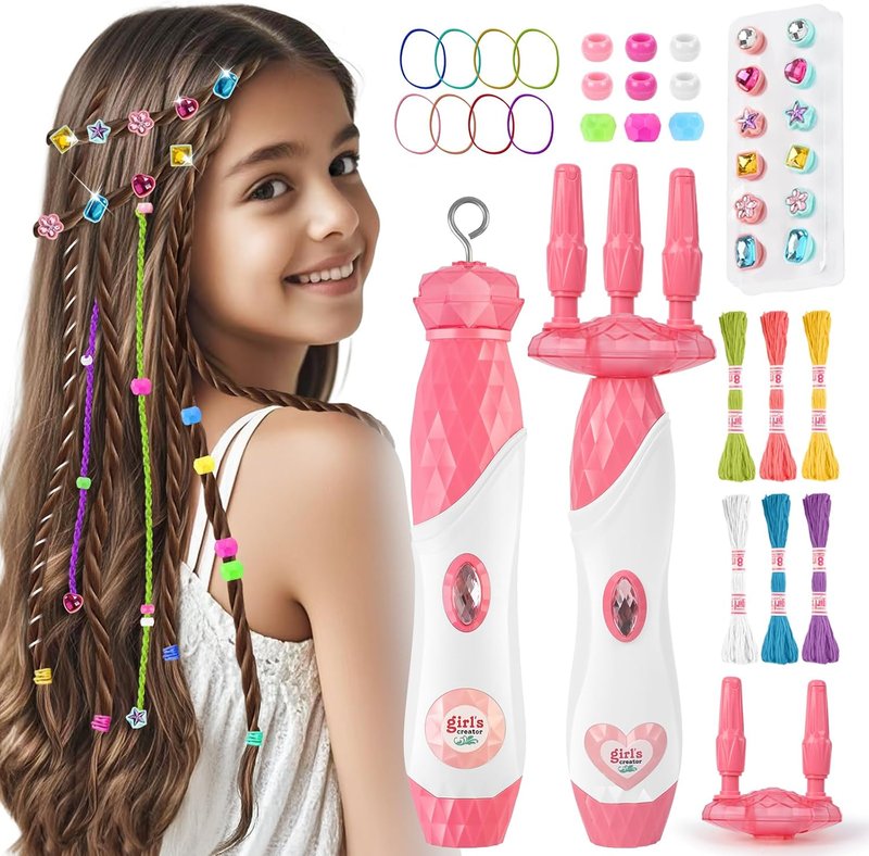 Skiennix DIY Hair Salon Toys - Automatic Hair Braiding Machine & Accessories for Girls 3-12 Years Old