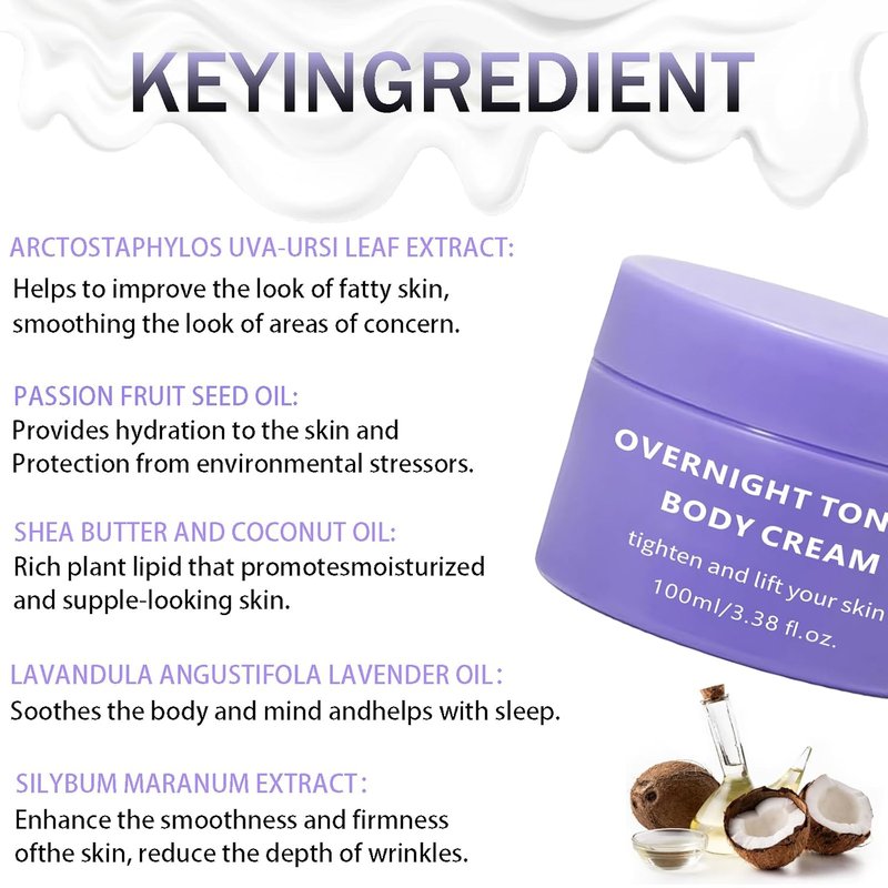 Overnight Toning Whip - Body Firming Anti-Wrinkle Gel for All Skin Types | Skin Tightening Formula