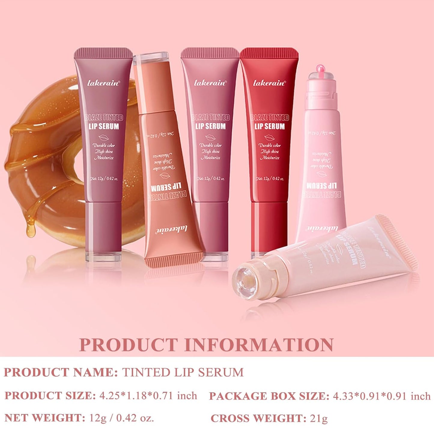 TEEROVA Tinted Lip Serum - High Shine Hydrating Formula with Plumping Polypeptides | Sheer Red