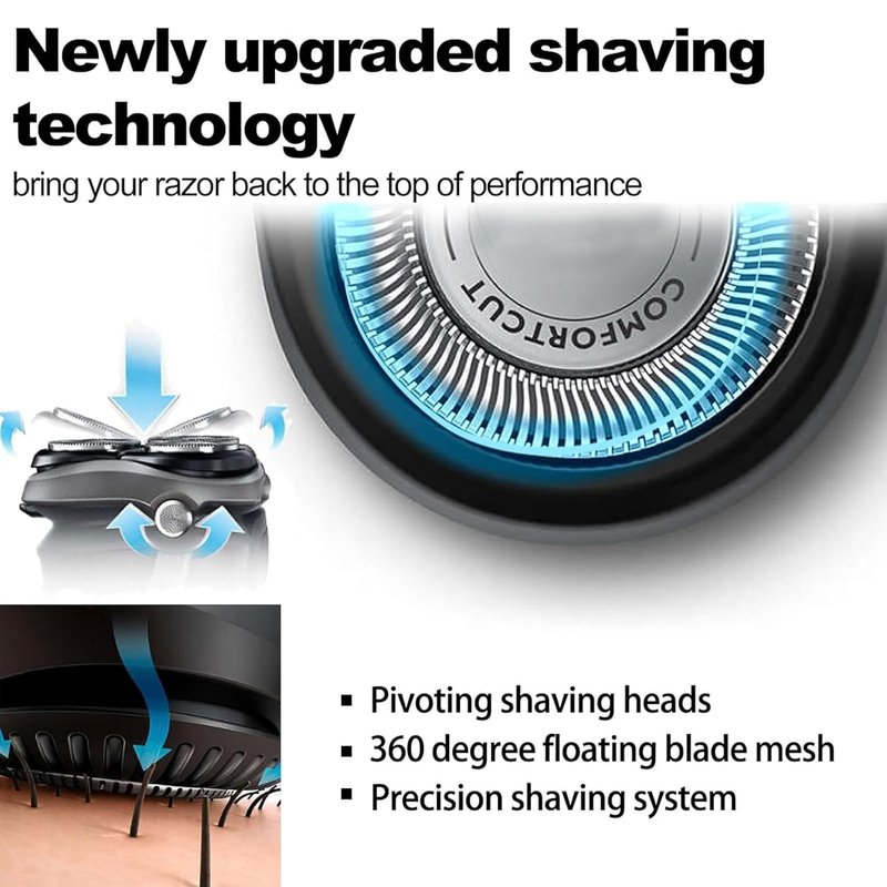 SH50 Replacement Heads for Philips Norelco Series 5000 Razors - High-Performance Rotary Blades, 6-Pack