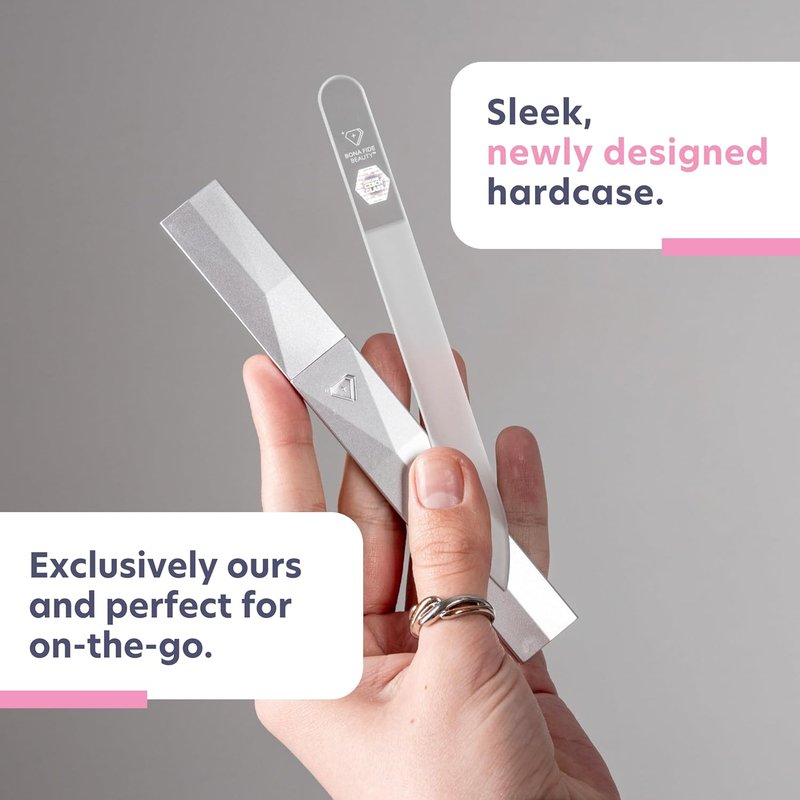 Czech Glass Nail Files - Durable Crystal Nail Filer for Natural Nails | Clear, Handcrafted, 1Pc