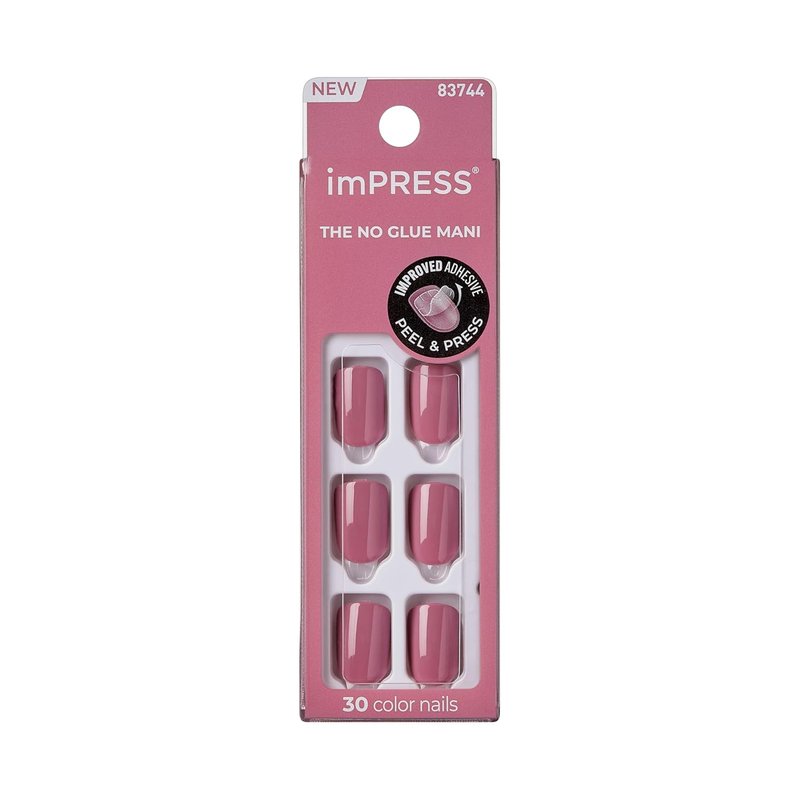 Kiss Impress Press-On Nails - Petal Pink Squoval Short Set | 30 Nails, Prep Pad & Manicure Tools