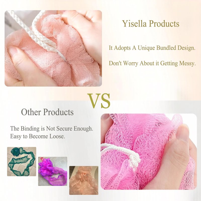 Kids Bath Sponge for Teen Girl and Women, Soft Net Loofah with Animal Bunny with Stuff Exfoliating Body Scrub Bath Luffa for Shower - Pink & Grey (2 of Pack)