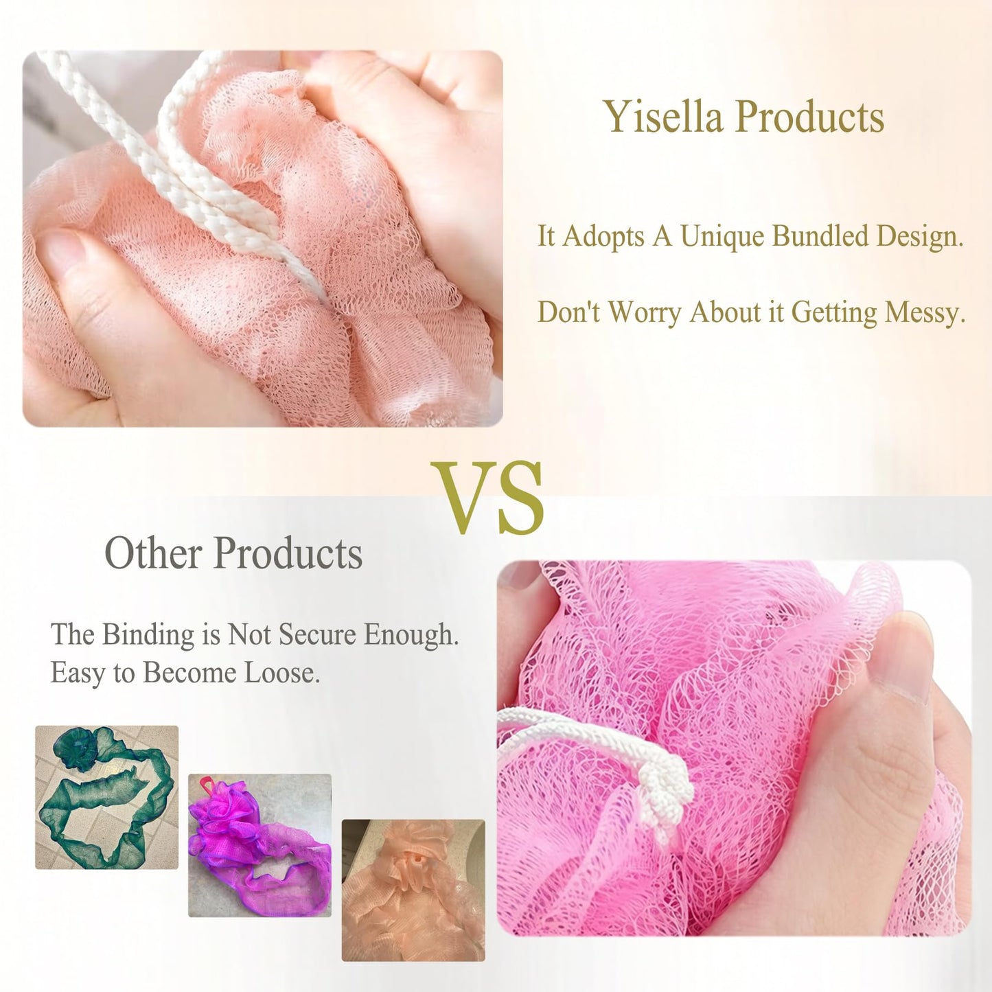 Kids Bath Loofah for Girls and Women,Soft Mesh Luffa with Cute Bunny Animal Character Exfoliating Body Scrubber Bath Sponge for Shower (2 Piece) - Pink & White