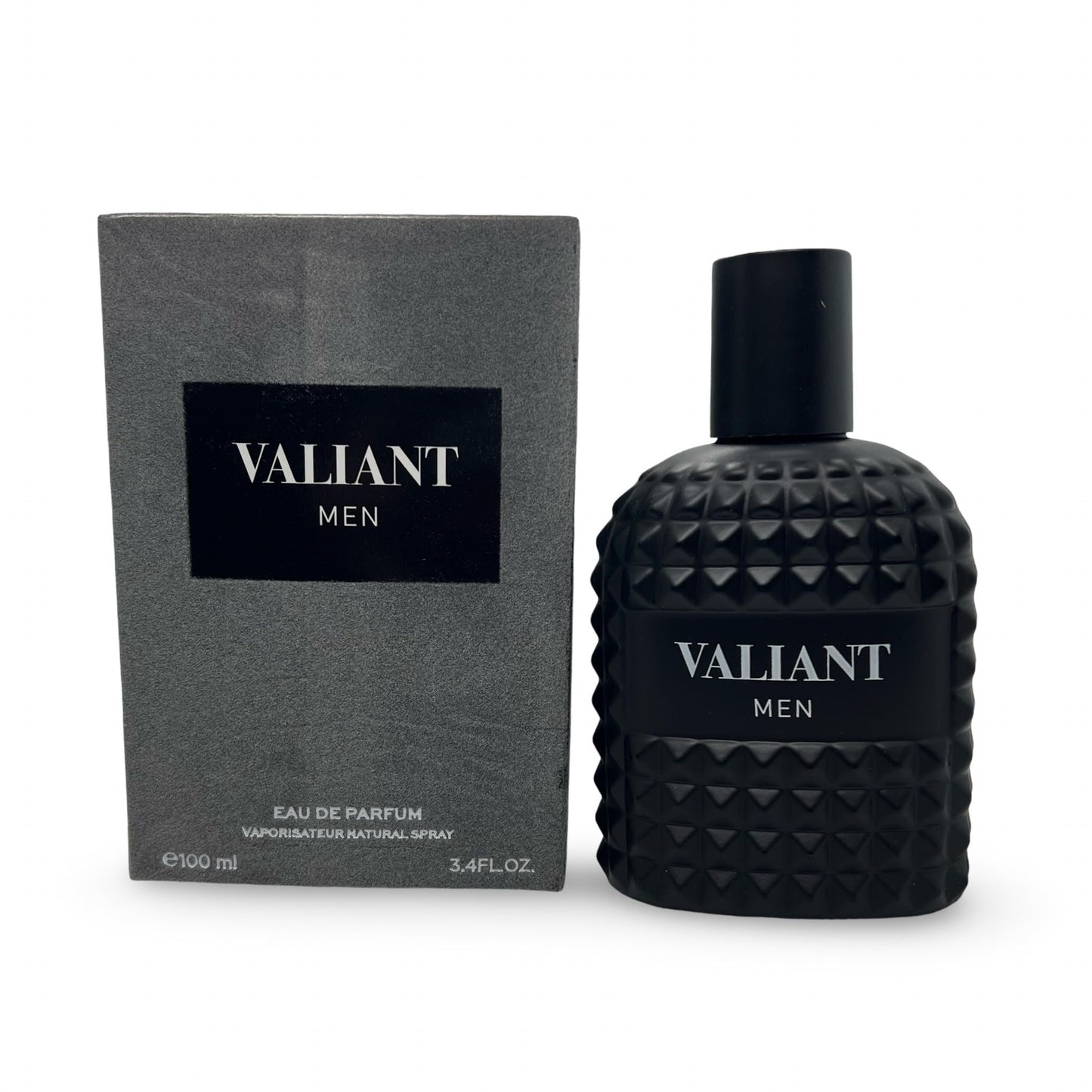 United Scents VALIANT MEN Eau de Parfum, Black Studded Bottle, Citrus Floral Fragrance, 3.4 Fl Oz
