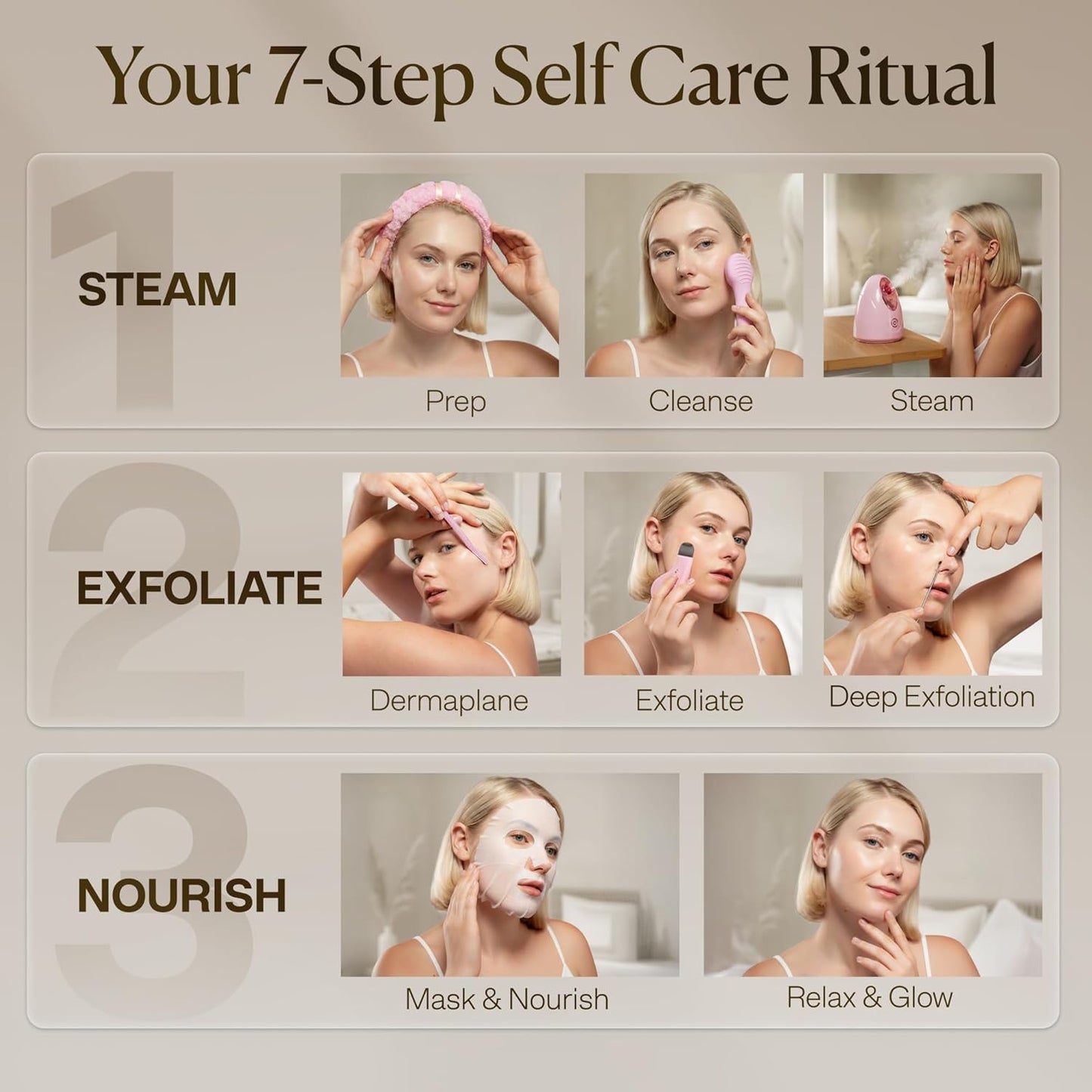 VogueNow Facial Steamer Spa Kit - Deep Cleansing Face Steamer with 15 Skin Care Tools | Perfect Self-Care Gift for Women