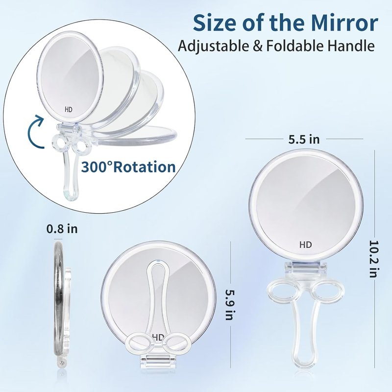 Magnifying Hand Mirror by [Brand Name] - Double-Sided 1X/40X Portable Travel Makeup Mirror